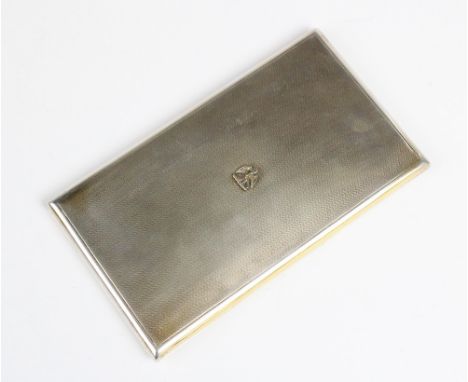 An Edwardian silver cigarette case by Asprey London, London 1907, of rectangular form with engine turned decoration and phoen