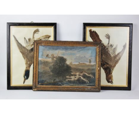 English school (19th century),  Lithograph on paper,  A hare coursing scene,  Unsigned,  24cm x 35.5cm,  Framed and glazed,  