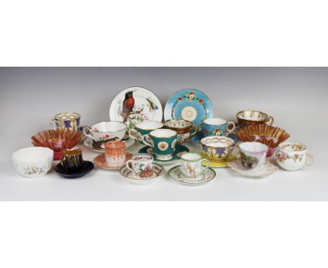 A collection of early 19th century and later cups and saucers, to include; a Flight Barr and Barr tea cup, coffee cup and sau