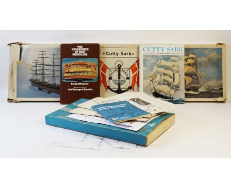 A Billing Boats Cutty Sark model kit, with plans, instructions and additional fittings kit, with three books on building mode