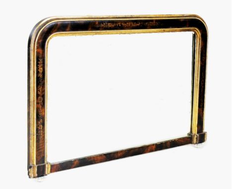 A Regency gilt wood and faux tortoiseshell over mantel mirror, the simulated frame within gilt wood borders, applied with fol