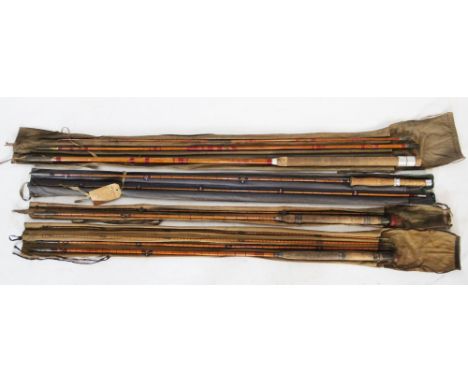 A collection of four fishing rods, comprising; A C. Farlow &amp; Co Ltd two-piece split cane 'Jubilee' trout fly rod, in orig