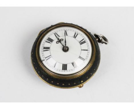 A George III pair case pocket watch, the round white ceramic dial with Roman numerals, set to a plain polished silver case, i
