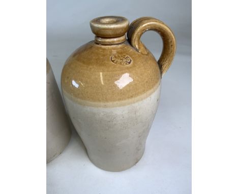 Pottery alcohol flagon marked Bristol with a monk decanter