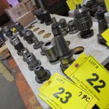 LOT OF 1-ROW OF (7) CAT 40 TOOL HOLDERS W/ ATTACHMENTS