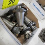 BOX OF (5) CAT 50 TOOL HOLDERS W/ ATTACHMENTS