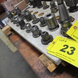 LOT OF 1-ROW OF (7) CAT 40 TOOL HOLDERS W/ ATTACHMENTS