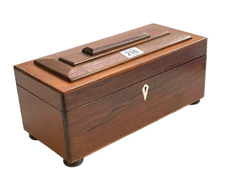 Mahogany three compartment tea caddy.