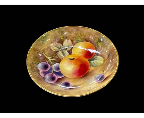 Royal Worcester signed fruit dish, 9cm.