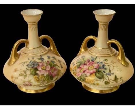 Pair of Royal Worcester Blush vases, 19cm.