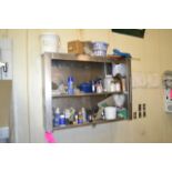 Stainless steel shelf and contents, RIGGING FEE: $100