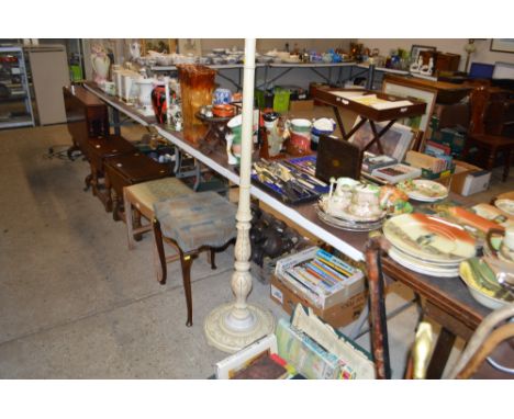 A cream painted standard lamp