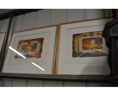 David Dodsworth, "Quadra I" and "Quadra II", pencil signed etching on textured paper (2)