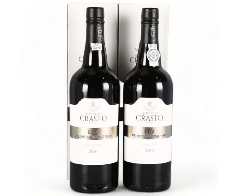 Late Bottled Vintage Port Unfiltered 2016,  Quinta do Crasto. 2 x boxed bottles.92 points Wine Advocate. Port wine. 