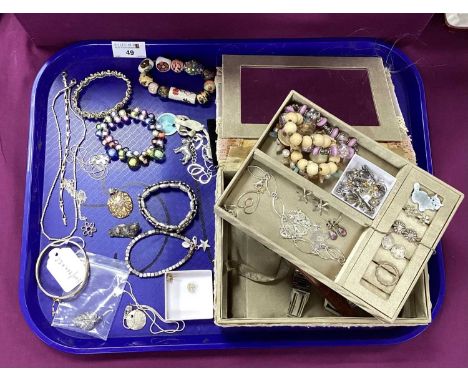 Modern "925" and Other Jewellery, including pendants on chains, earrings, bracelets, 9ct Metal Core bangle, wristwatches, an 