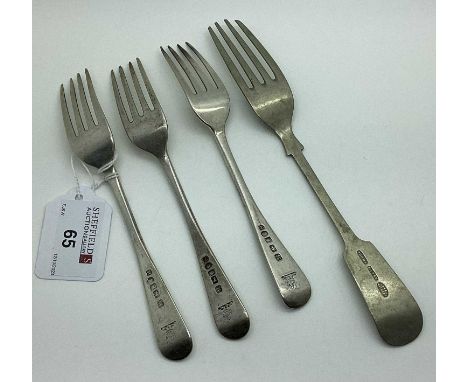 A Set of Three Provincial Hallmarked Silver Dessert Forks, James Barber &amp; William North, York 1843, crested (16cm long) (