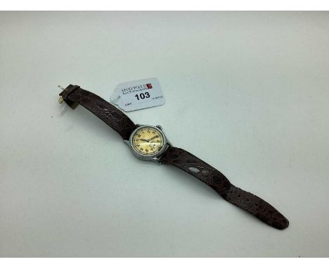 Timor; A Military Army Trade Pattern (A.T.P.) Gent's Wristwatch, the signed dial with Arabic numerals and seconds subsidiary 