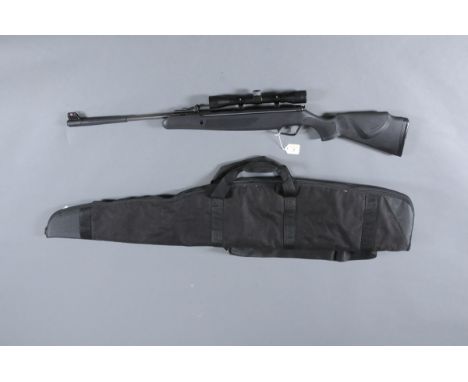 Stoeger X20 .22 break barrel air rifle, synthetic stock, fitted with 4 x 32 telescopic sight, with black rifle slip, part box