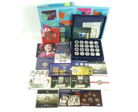 A collection of coins, mostly uncirculated sets, including The Royal Mint London 2012 Sports Collection, comprising 29 commem