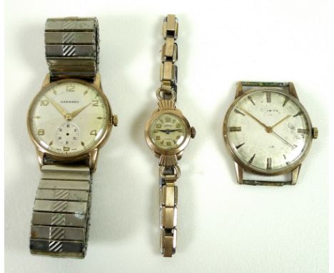 A Garrard and Co 9ct gold cased gentleman's wristwatch, with subsidiary seconds dial (missing hand) on a later expanding brac