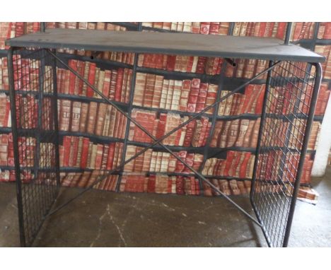 Industrial/haberdashery/shopfitting steel and weldmesh shop display hanging rail/shelf unit with further hanging facility und
