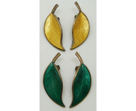 Two pairs of David Andersen earrings set with enamel