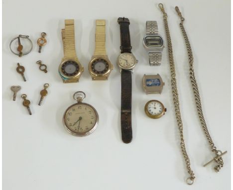 Seven various wrist and pocket watches including Rotary, Buler jump hour, OMAC LED quartz etc together with two pocket watch 