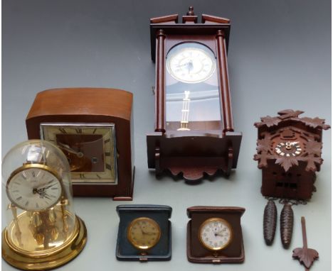 German Black Forest c1960 two train cuckoo clock, together with five other clocks to include 1930 mantel, c1920 8 day travel 