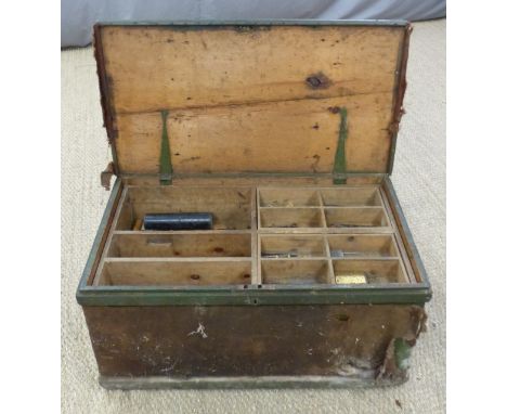 Victorian pine fitted tool chest and contents, including vintage woodworking tools