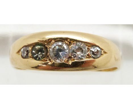 Victorian 18ct gold ring set with diamonds and paste, 4.1g, size R