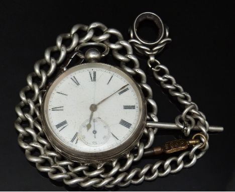 Elgin hallmarked silver open faced pocket watch with inset subsidiary seconds dial, gold hands, white enamel dial signed move