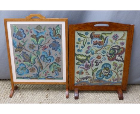 Two tapestry fire screens, W57 x H71cm