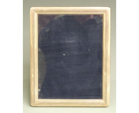 Modern hallmarked silver photograph frame to suit 8x6 inch photo, with blue velvet easel back, Birmingham 2003 maker&nbsp;W I