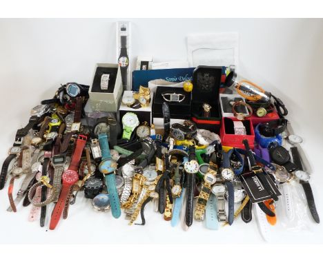 Over 100 various ladies and gentleman's watches including Rotary, Roamer, Storm, Ingersoll, Sekonda etc, some in original box