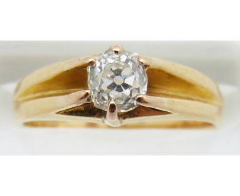 Victorian 18ct gold ring set with an old mine cut diamond of approximately 0.45ct, 3.7g, size K