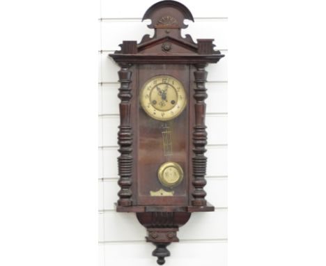 Vienna regulator style wall clock with two train movement, 86cm tall
