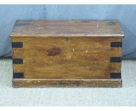 W.Morgan metal bound travelling trunk with label to inside of lid L81 x D45 x H41cm&nbsp;