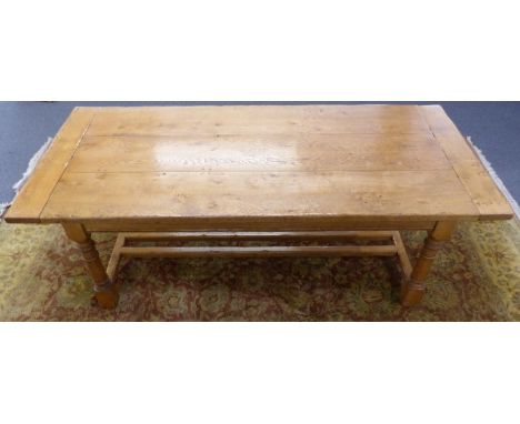 Light oak or elm country style refectory or similiar extending kitchen/dining table with two extra sections housed under the 