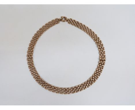 A 9ct gold gate link necklace 23cm drop, 26.3g