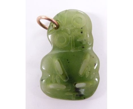 A nephrite jade Maori tiki, 2cm long