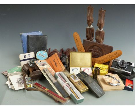 Collection of items to include Retix camera, Parker pen and playing cards etc