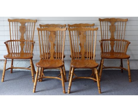 Set of six (2+4) light oak or elm or ash Windsor chairs - see previous lot for matching table