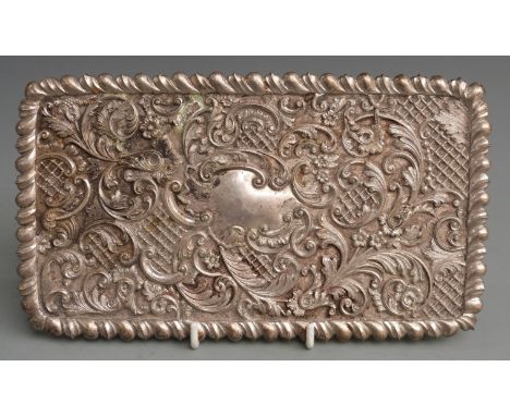 White metal embossed panel with gadrooned edge and vacant central cartouche, no visible marks, 23 x 13cm weight 224g