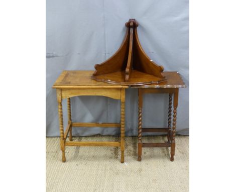 Side table with barley twist legs, rectangular side table, H70 x D45 x W55cm and a corner shelf