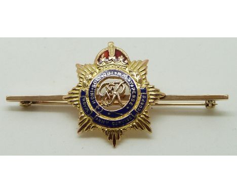 A 9ct gold&nbsp; Royal Army Service Corps, military brooch, 4.6g