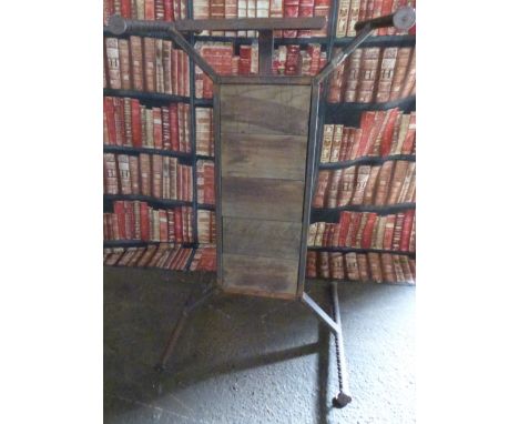 Industrial/haberdashery/shopfitting steel, weldmesh and oak hanging rail with detachable bolt on shelf, W75 x D80 x H135cm&nb