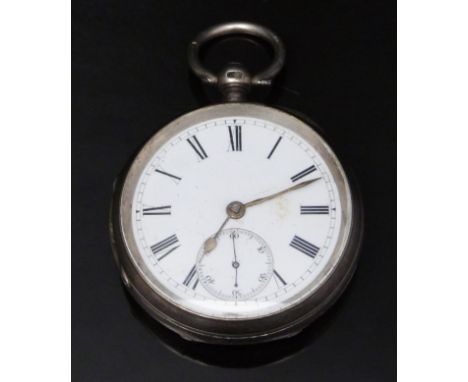 J Bunston of Chard hallmarked silver open faced pocket watch with inset subsidiary seconds dial, gold hands, black Roman nume