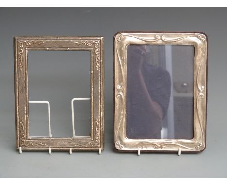 Modern hallmarked silver photograph frame to suit 7.5x5.5 inch photo, with velvet easel back, Birmingham 1985 maker's mark RB