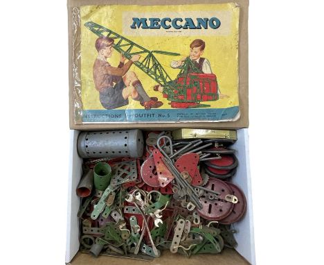 A mixed quantity of vintage Meccano, together with a Meccano number 5 manual