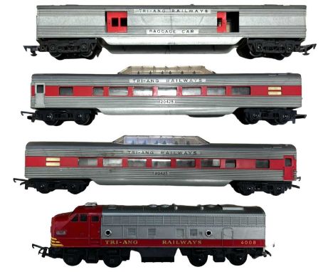 A Triang 00 gauge Transcontinental engine and coaches